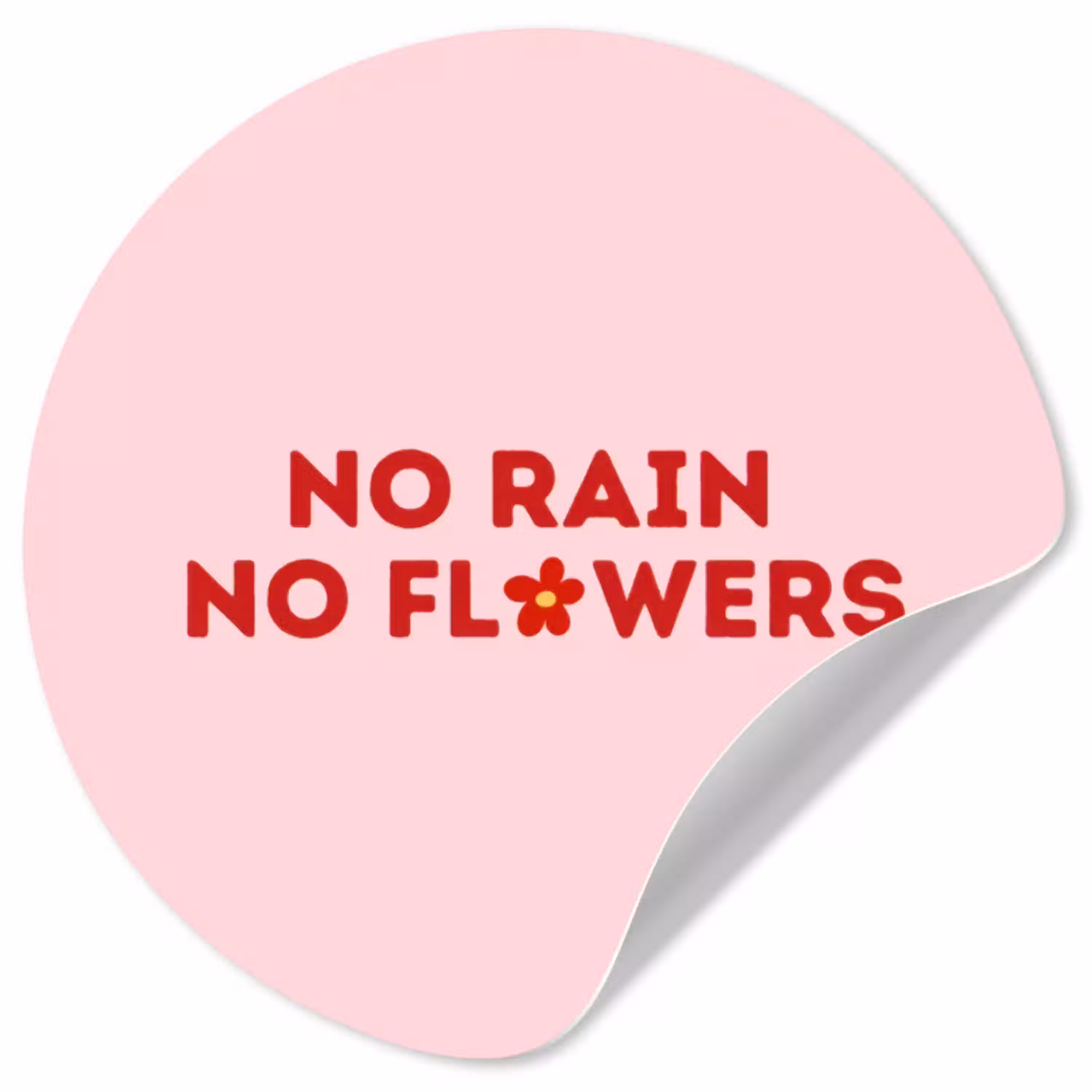 No rain no flowers - Minimalistisch - Roze - Bloem Wandcirkel behangsticker klein -3d