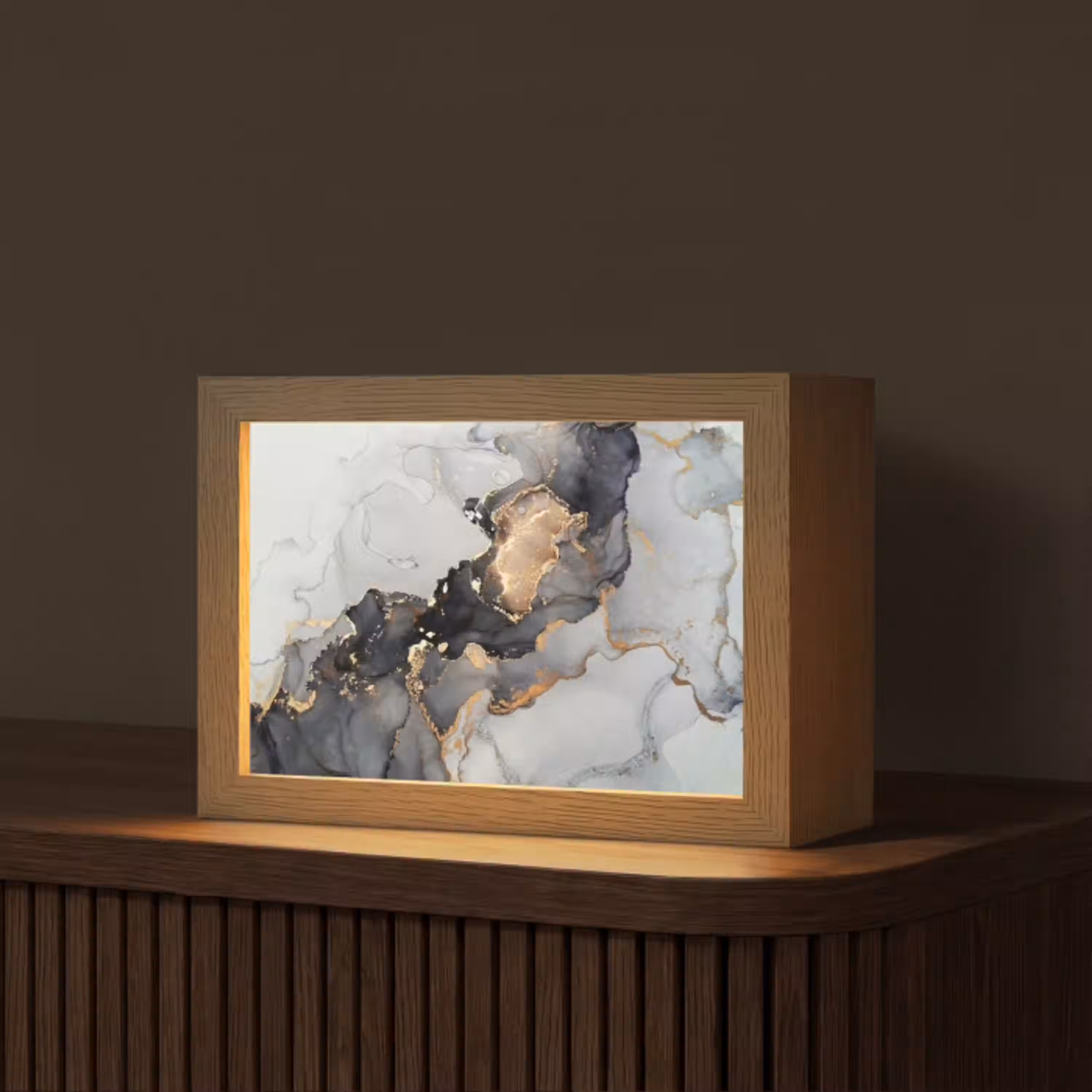 Zwart - Marmer - Luxe - Goud Light Box met kabel (Tafellamp) klein -z3d_website