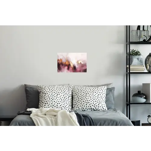 Watercolor - Goud - Roze - Abstract - Kunst Muursticker klein -slaapkamer