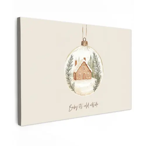 Quote - Winter - Kerst - Beige - Kerstbal canvas 2cm klein -z3d