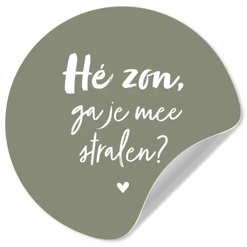 Spreuken - Zomer - Hé zon, ga je mee stralen? - Zon - Tekst Wandcirkel behangsticker klein -3d