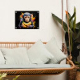 Aap - Graffiti - Kleurrijk - Bananen - Modern tuinposter los doek klein -sfeer7
