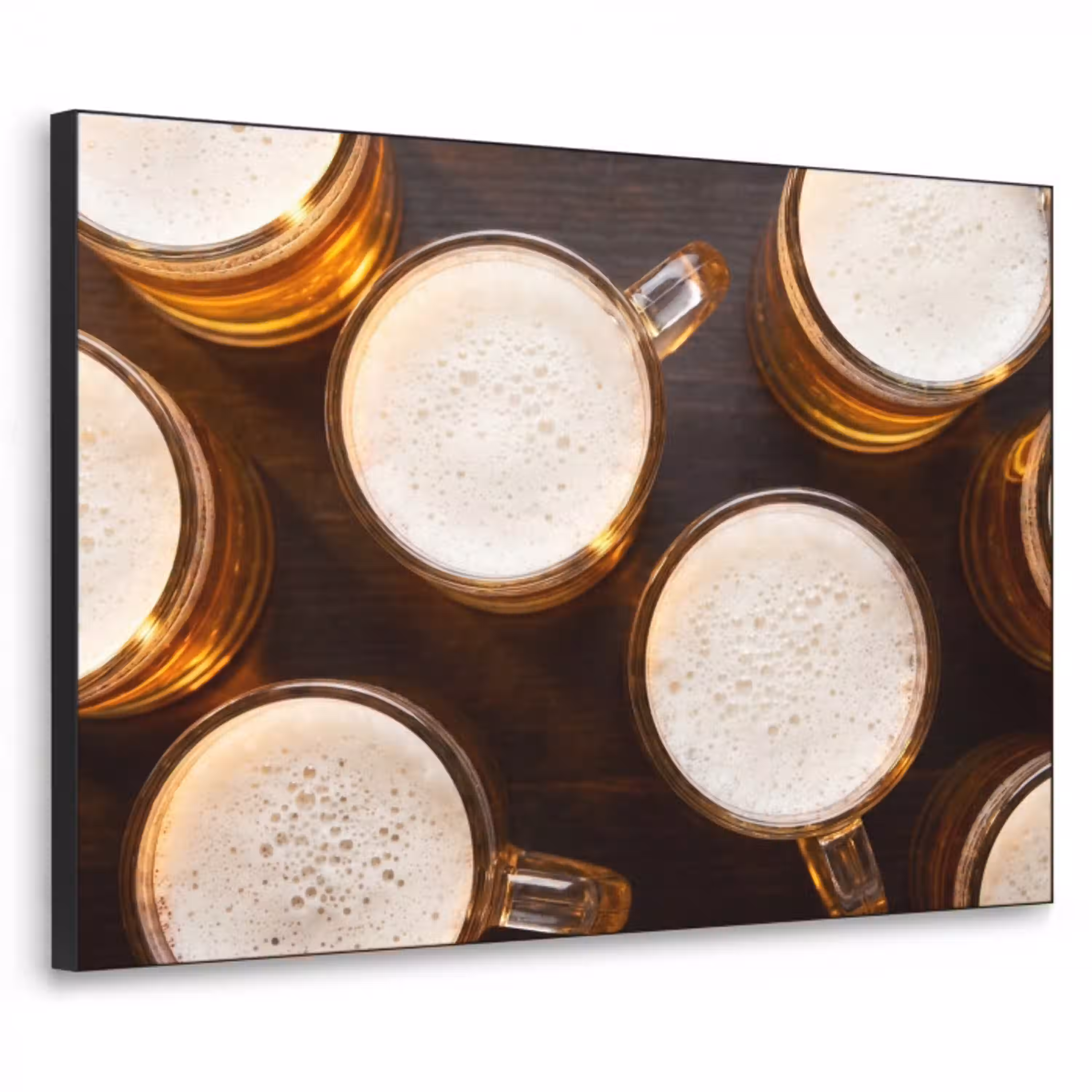 Bier - Glazen - Schuim - Hout - Drank Textielframe zwart klein -3d