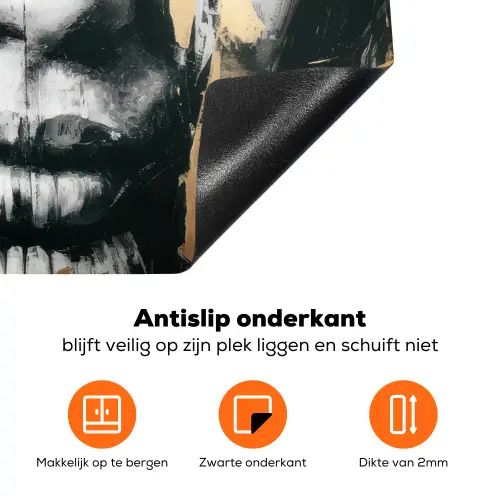 Portret - Vrouw - Penseelstreken - Goud Inductie beschermer vinyl 3mm klein -zzzzzzz-td-onderkant