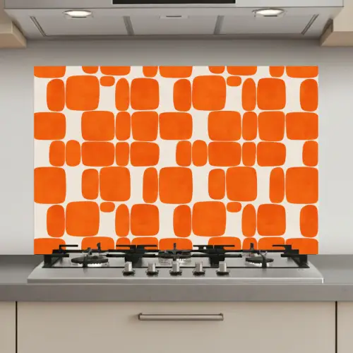 Patroon - Retro - Oranje keuken achterwand spatscherm klein 900 -3d_website