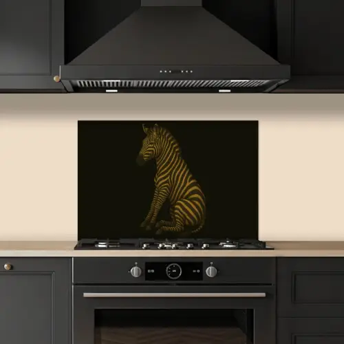 Zebra - Strepen - Goud keuken achterwand spatscherm klein -sfeer1