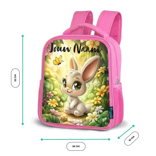 Konijn - Zonlicht - Sprookjesachtig - Vlinder Kinderrugzak - Roze middel -productfoto_formaten