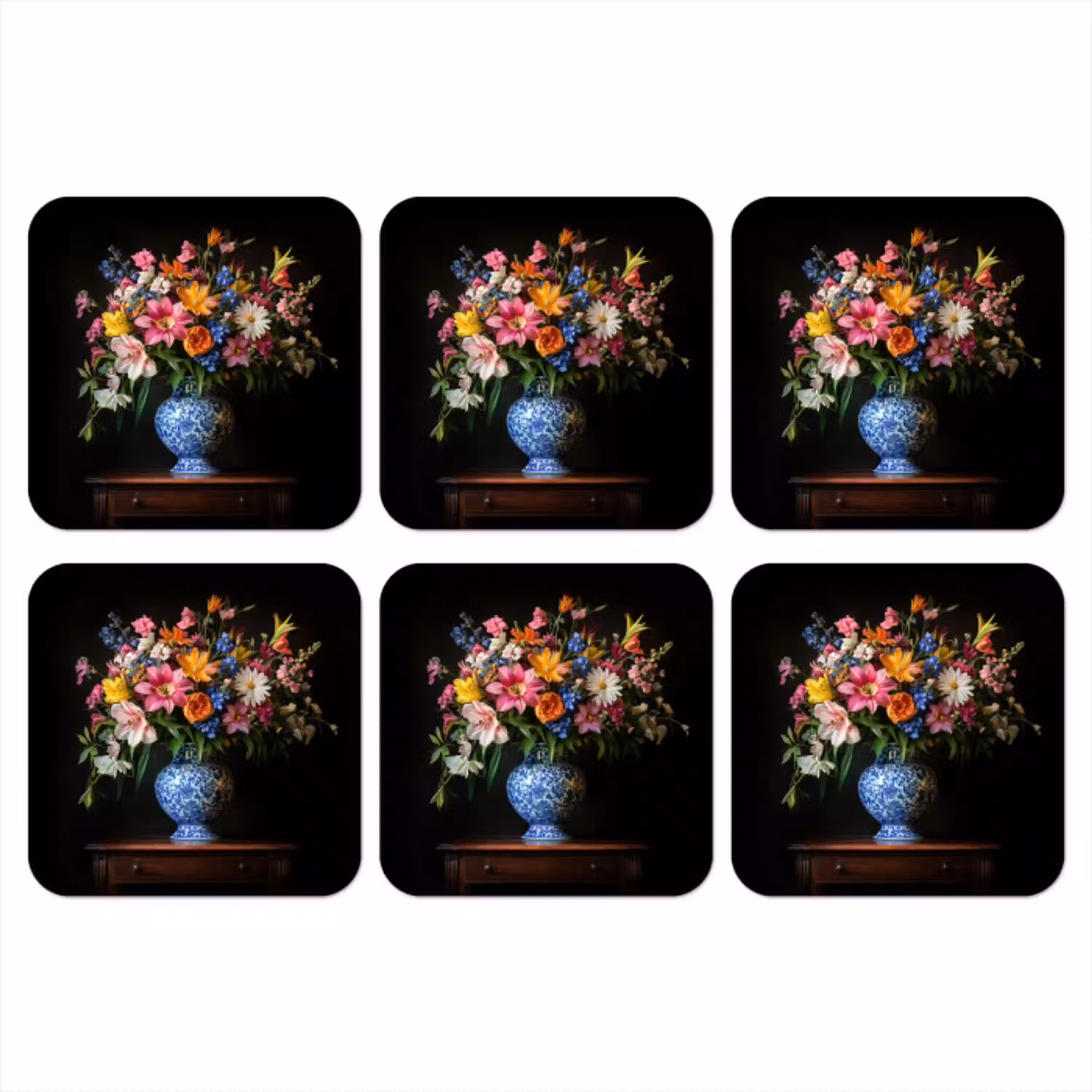 Kleur - Vaas - Bloemen - Boeket onderzetter kurk middel -3d
