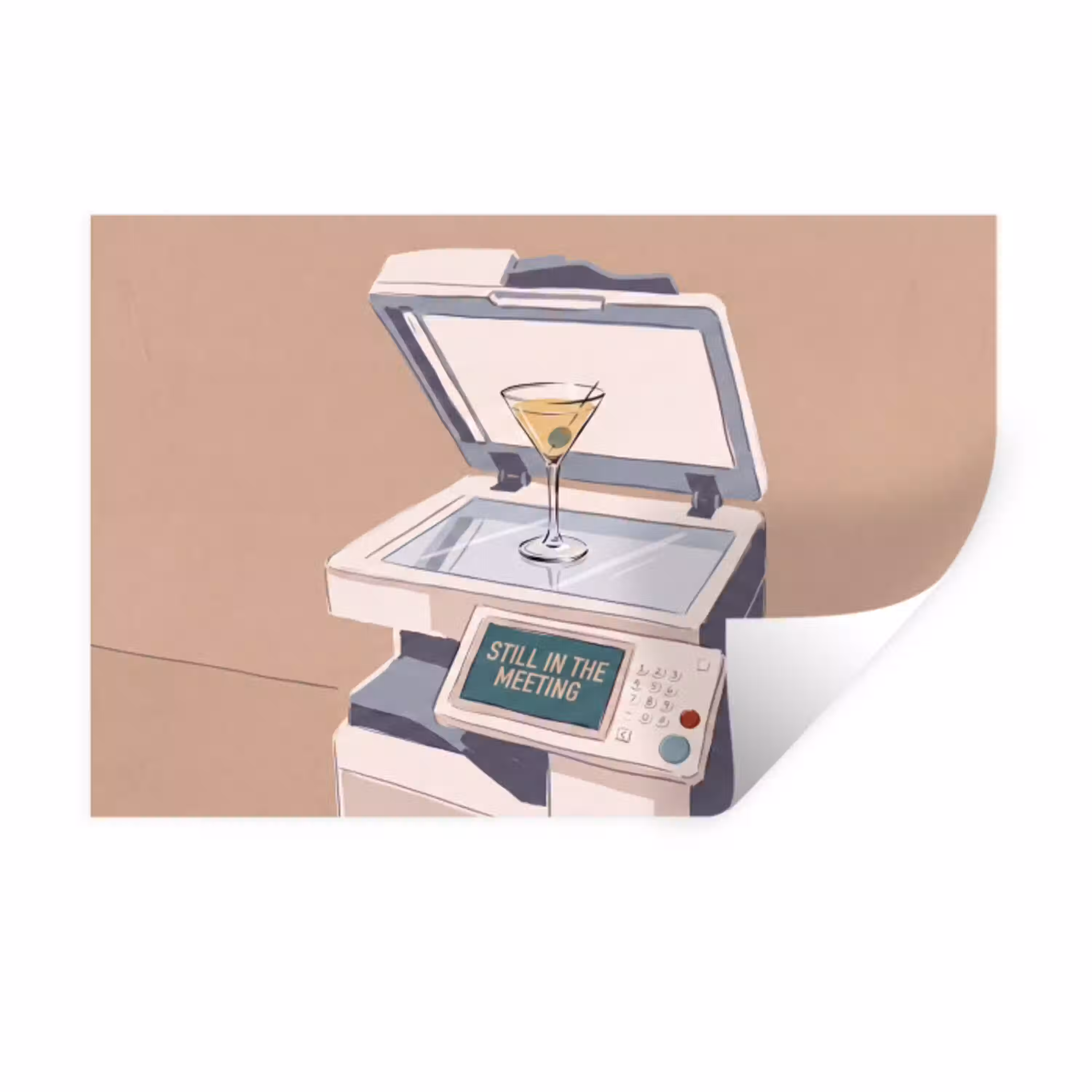 Kantoor - Drank - Humor - Illustratie Muursticker klein -3d