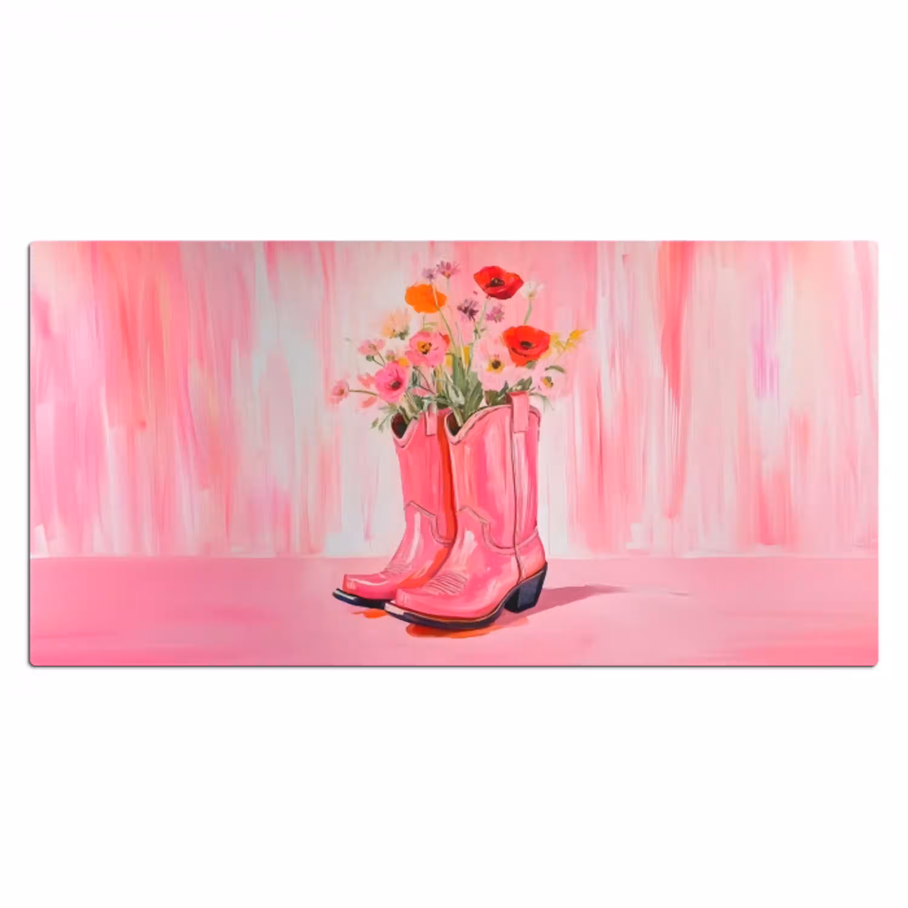 Roze - Bloemen - Cowboy Muismat XXL klein -3d_leeg