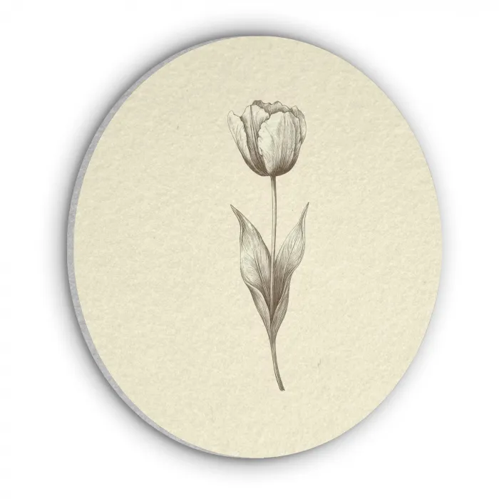 Illustratie - Tulp - Zwart Akoestische PET Vilt - Rond klein -3d
