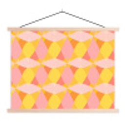 Kleurrijk - Ruitpatroon - Bladvormen textielposter latten blank klein 122 -3d