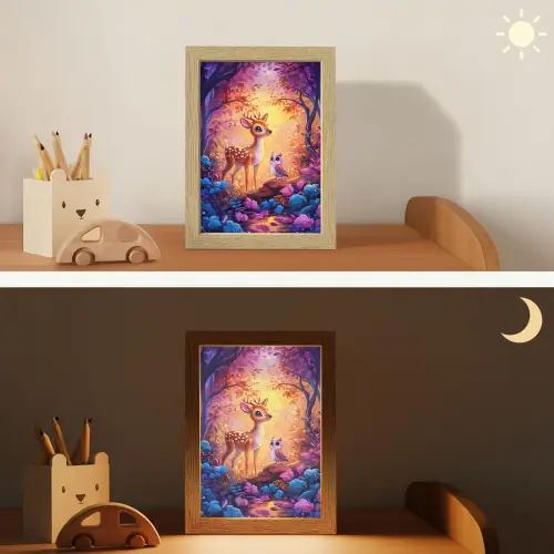 Hertje - Uil - Fantasie - Bos Light Box met kabel klein -sfeer3_kind