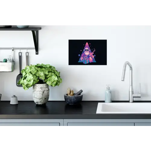 Retro - Kerstman - Rendieren - Kerstboom Muursticker klein -keuken