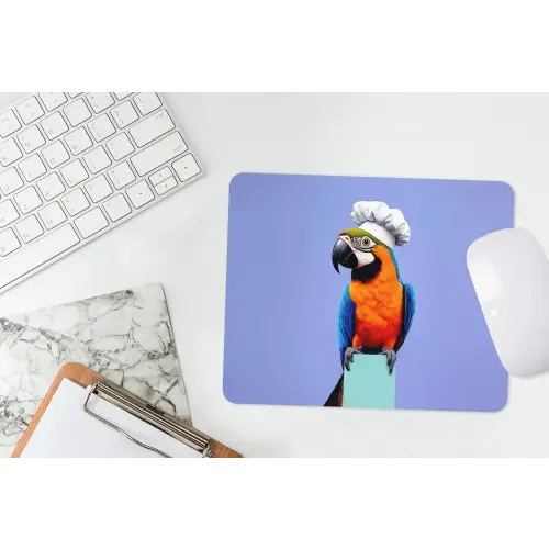 Papegaai - Koksmuts - Vogel - Leuk muismat rubber klein -witbureau