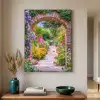 Doorkijk - Bloemen - Pad - Natuur Textielframe zwart klein -sfeer1