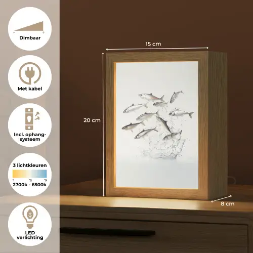 Vissen - Water - Wit Light Box met kabel (Tafellamp) klein -USP_NL