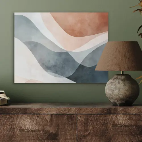 Abstract - Golven - Blauw PET vilt klein -sfeer2