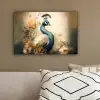 Pauw - Pauwenveren - Bloemen - Vogels - Botanisch canvas 2cm klein -sfeer3