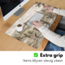 Dorp - Brug - Uitzicht - Groen Muismat XXL klein -sfeer3