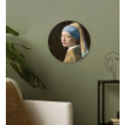 Meisje met de Parel - Schilderij van Johannes Vermeer Wandcirkel kunststof plaat 5mm dik klein -sfeer3
