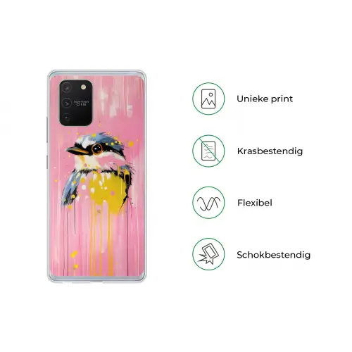 Vogel - Roze - Geel - Blauw Telefoonhoesje Samsung Galaxy S10 Lite klein -specsS10Lite