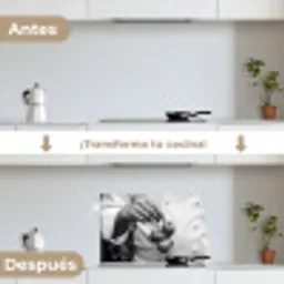 Tomaten - Chef - Zwart - Wit keuken achterwand spatscherm klein -voor_na_ES