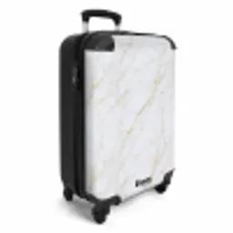 Wit - Marmer - Goud - Luxueus NBS - Handbagage koffer - Volwassenen Unisex middel -productfoto_3d