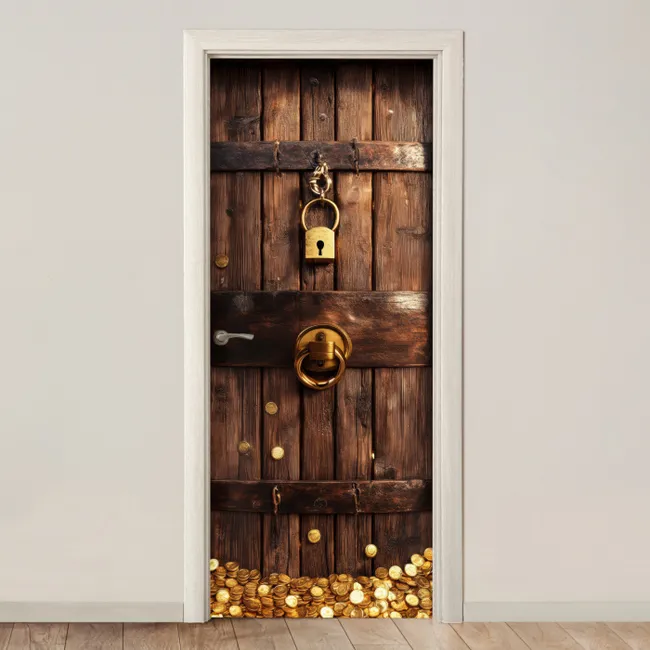 Türtapete - Tresortür - Gold - Geld - Holz