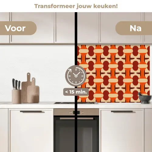 Geometrisch - Retro - Oranje keuken achterwand 2 middel 871 -voor-na2_NL