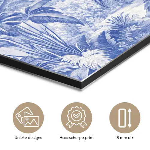 Tropisch - Jungle - Blauw aluminium wit klein -closeup_NL