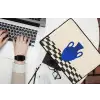 Vaas - Blauw - Geblokt - Modern laptophoes neopreen klein -bureau