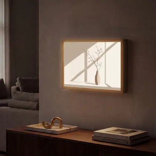 Vaas - Takken - Bessen - Minimalistisch Light Box met batterij (Wandlamp) middel -sfeer1