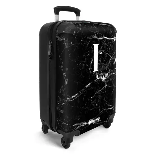 Marmer - Letter I - Marmer look - Zwart NBS - Handbagage koffer - Kinderen Unisex middel -productfoto_3d