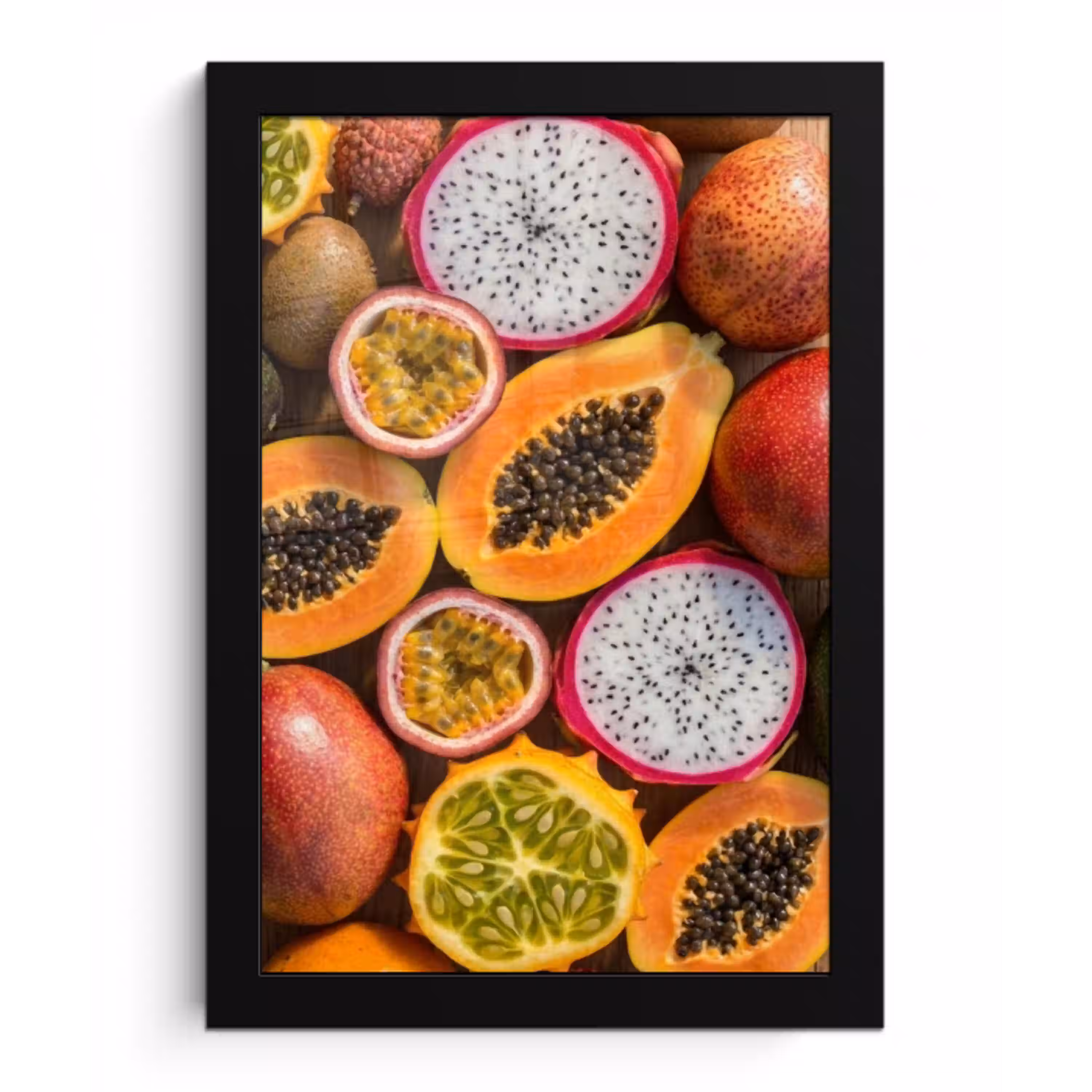 Fruit - Geopend - Tropisch - Eten - Kleurrijk fotolijst zwart zonder passe partout klein -3d