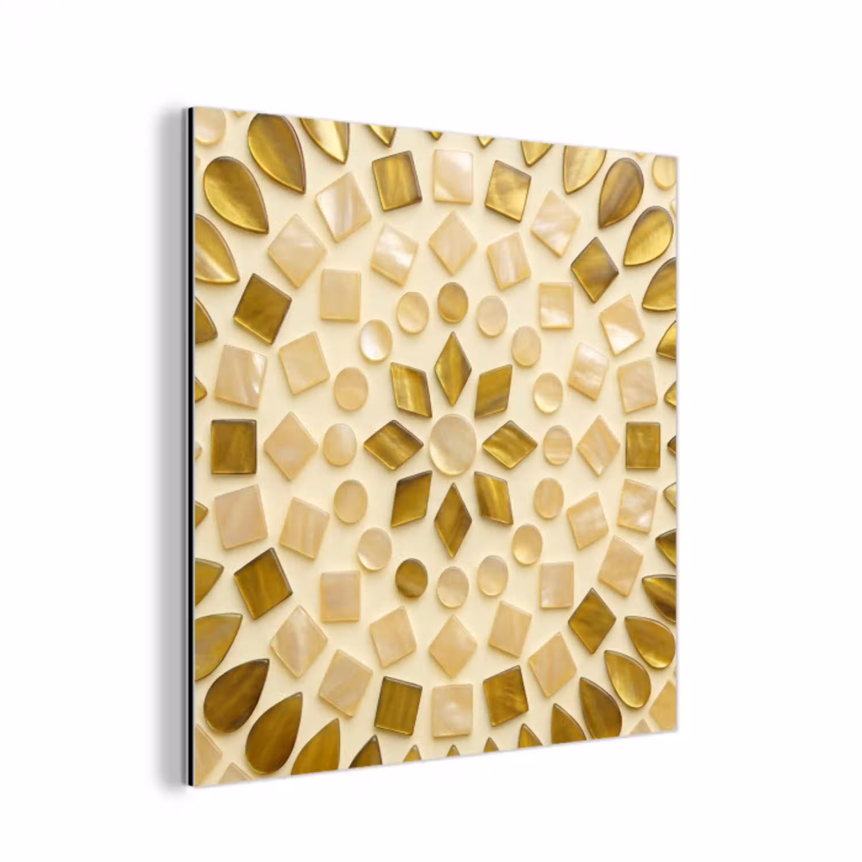 Patroon - Vormen - Mozaïek - Abstract - Goud aluminium wit klein -3d