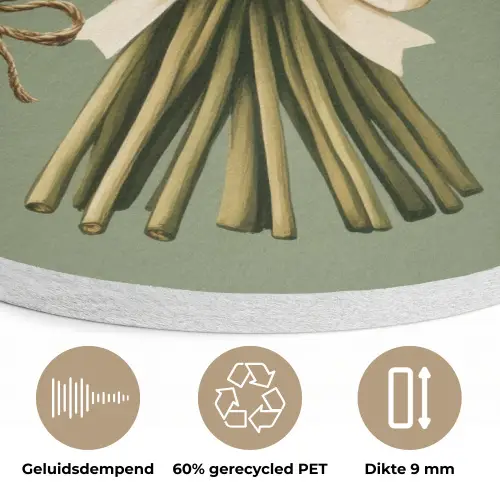 Lint - Boeket - Groen - Quote Akoestische PET Vilt - Rond klein -closeup_NL