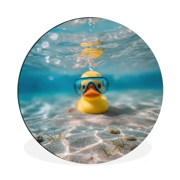 Duikbril - Eend - Water Wandcirkel aluminium klein -3d