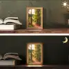 Bos - Pad - Bomen - Groen - Zon - Natuur Light Box met kabel (Tafellamp) klein -sfeer3
