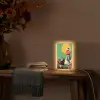 Retro - Meisje - Kat - Zon Light Box met kabel (Tafellamp) klein -sfeer4