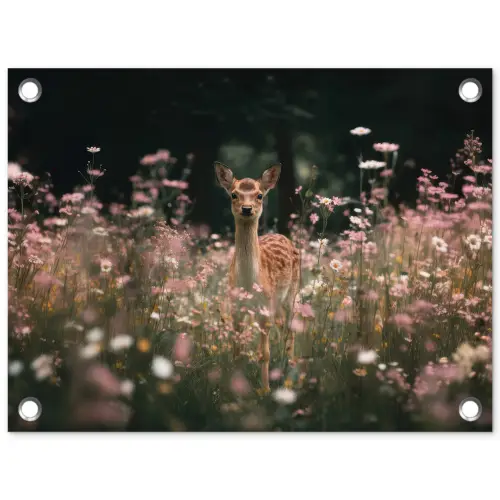 Hert - Wilde bloemen - Bos tuinposter los doek klein -3d
