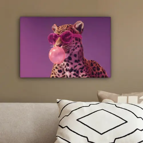 Panter - Zonnebril - Kauwgombel - Roze canvas 2cm klein -sfeer3