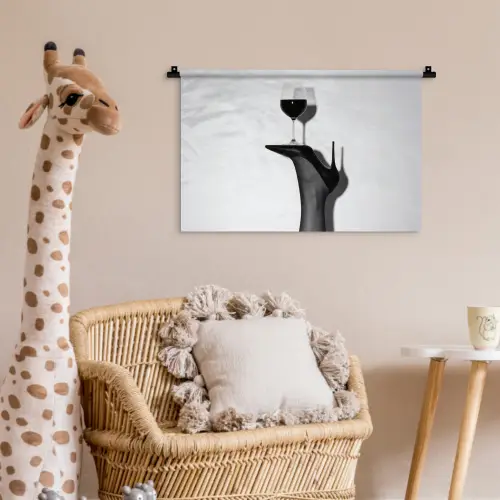 Hak - Wijn - Minimalistisch - Zwart Wandkleed katoen klein -wsfeer5_kind