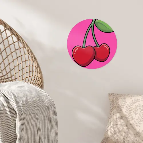 Kers - Roze - Fruit Wandcirkel behangsticker klein -sfeer4