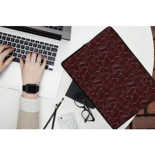 Mozaïek - Tegel - Bordeauxrood laptophoes neopreen klein 279 -bureau