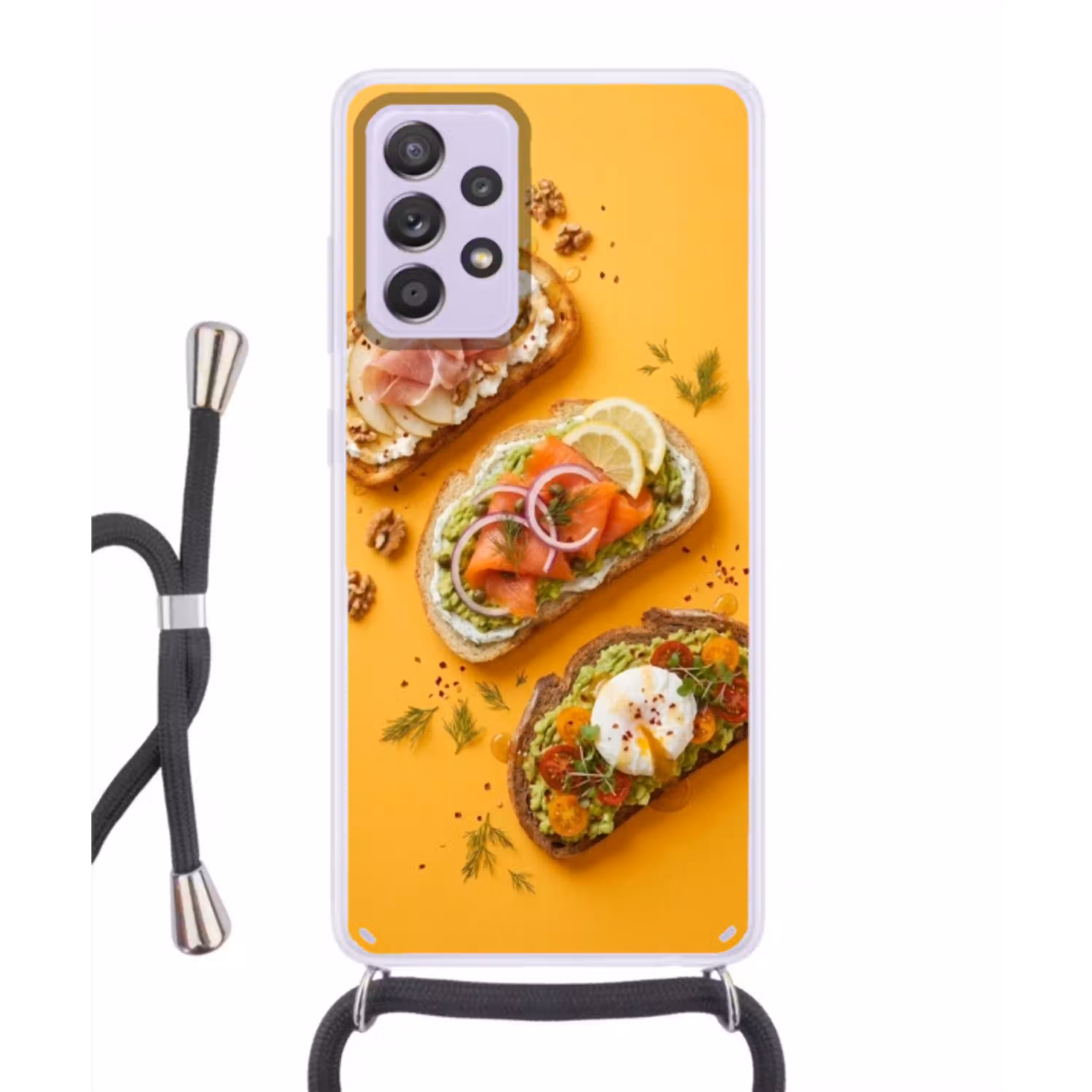 Eten - Brood - Ontbijt - Modern - Kleurrijk Hoesje Samsung Galaxy A52 5G met koord klein -3d