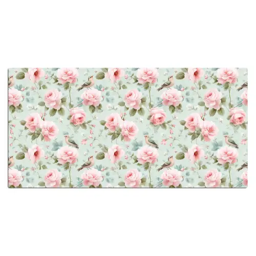 Rozen - Vogels - Pastel - Kleurrijk Muismat XXL klein 681 -3d_leeg