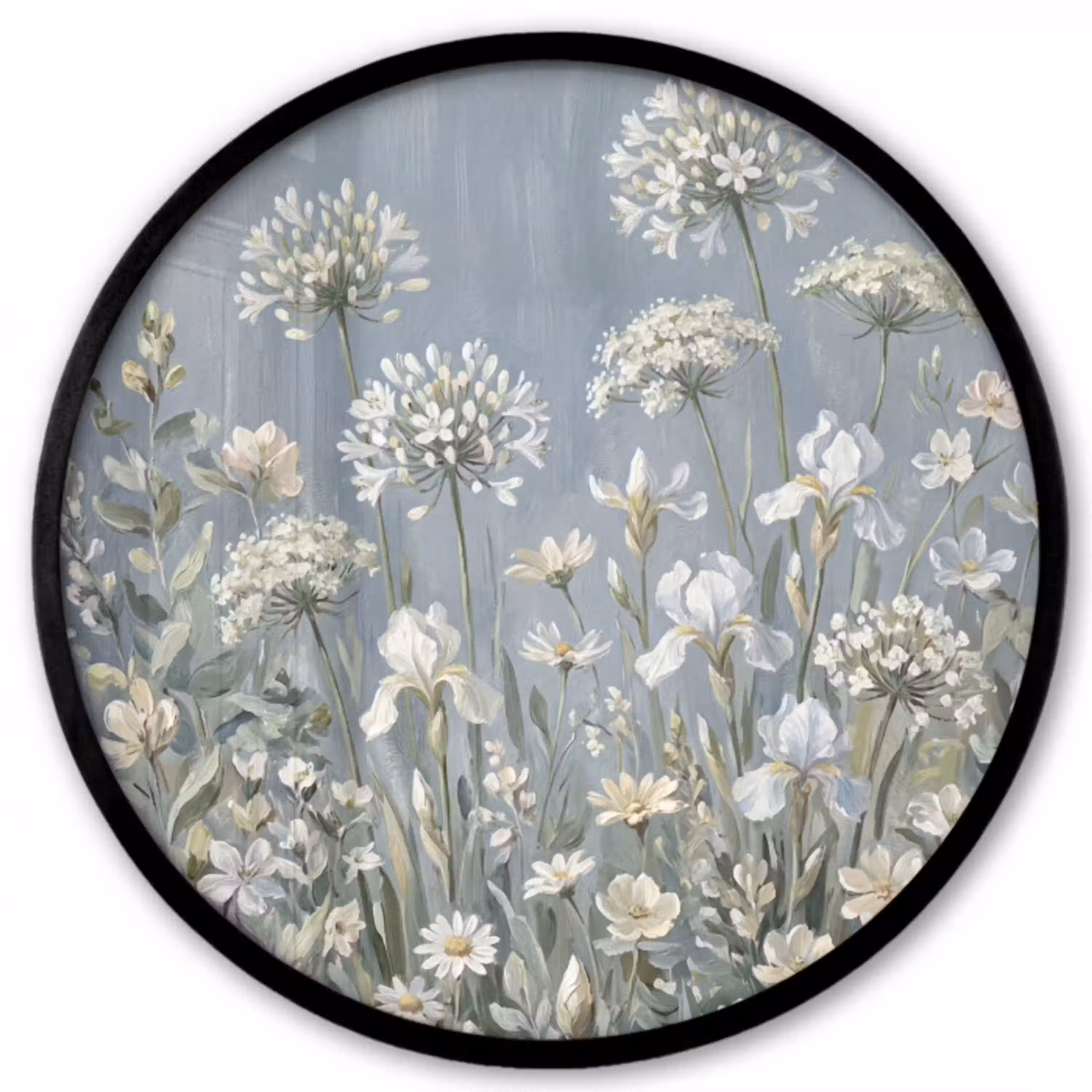 Bloemen - Botanisch - Blauw Fotolijst rond zonder passe partout klein -3d
