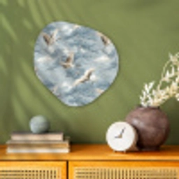 Wolken - Kraanvogels - Blauw Wandcirkel Organisch Forex 3mm klein 629 -sfeer2