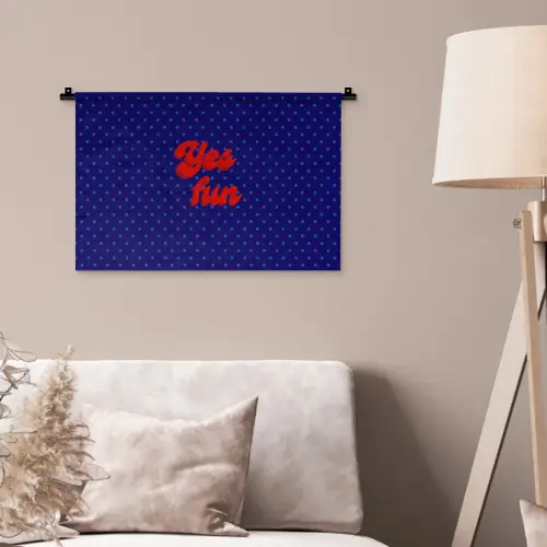 Yes fun - Rood - Blauw - Stippen Wandkleed katoen klein -sfeer4